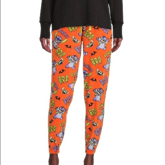 Disney Stitch PJ’s Sleep Joggers with pockets NWT 3X Lilo Halloween Orange - Picture 5 of 8